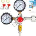 Co2 Regulator for Kegerator - CGA320 Draft Beer Regulator Kegerator Regulator, Dual Gauge Brewing Keg Regulator, Co2 Tank Regulator Kegerator Parts, Co2 Pressure Regulator with 2 Hose Clamps