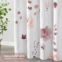 QiyI Watercolor Floral Shower Curtain, 3D Embossed Butterflies Pink Brown Flower Bathroom Curtain, Minimalist White Cloth Bath Curtain, Waterproof Fabric Textured Shower Curtain Set with Hooks, 72x72