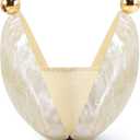 Acrylic Seashell Clutch Purse for Women, Elegant Marble Evening Bag with Gold-Tone Magnetic Clasp, Wedding Party Clutch Handbags, White