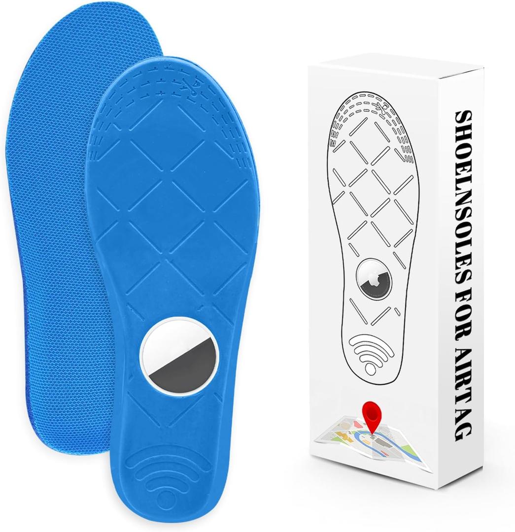 2 x Insoles for Airtag Hidden Holder, Airtag Case for Tracking Devise Steps and Shoes for Kids, Comfortable Securely Mounted Insert for Shoes (Blue, 175-190mm)