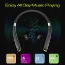 Bluetooth Headset, 2026 Upgraded Neckband Bluetooth Headphones with Retractable Earbuds, Noise Cancelling Stereo Earphones with Mic, Foldable Wireless Headphones for Sports Office with Carry Case