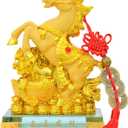Bwinka Feng Shui Chinese Zodiac Year Golden Resin Collectible Figurines Decoration for Luck & Wealth Perfect for Your Home or Office (HOS-FC)