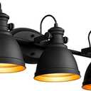 Industrial Bathroom Vanity Lamp, 3-Light Wall Mounted Vanity Lighting Fixture Over Mirror, Black Metal Frame, AD-2152-3W