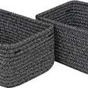 CubesLand Mixed Black Baskets Bins for Organizing,Small Woven Storage Baskets for Shelves,Cute Closet Cube Bins Set 2,Baby Nursery Cube Organizer Toys Basket Bin,Home Decor Organization Bins