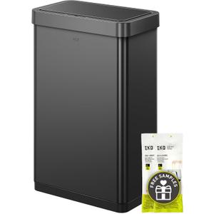 EKO Mirage X 80 Liter / 21.1 Gallons Motion Sensor Trash Can or Recycling Bin, Automatic Large Kitchen Trash Can Touchless, Stainless Steel, Matte Black