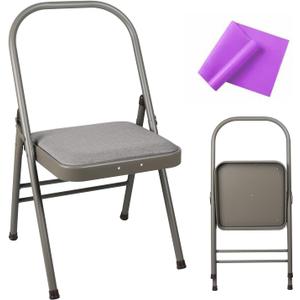 INNOLIFE Foldable Backless Yoga Chair with Resistance Band for Abs & Core, Flexibility and Strength Training and Back Pain Relieving