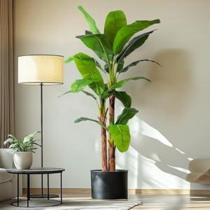 6FT Artificial Banana Tree Tall Fake Banana Leaf Plant Faux Banana Silk Tree Faux Banana Leaves for Home Swimming Pool Indoor Outdoor Patio Tropical Decor