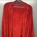 Remelon Womens Sexy Velvet 2 Piece Outfits Long Sleeve Cardigan Tube Off Shoulder Bodycon Party Jumpsuits Set Clubwear (Medium, Red)