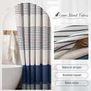 Navy Blue Shower Curtain Linen Coastal Ocean Striped Shower Curtains for Bathroom with Tassel 72 X 72