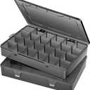 Gbivbe Large 24 Grids Plastic Organizer Box Adjustable Dividers,Clear Storage Box for Jewelry, Art DIY Crafts, Washi Tapes, Beads and Small Parts(Black,2Pack)