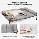 Veehoo Cooling Elevated Dog Bed Add Removable Waterproof Bolster Cushion Mat, Raised Pet Cot with Breathable Teslin Mesh, No-Slip Feet, Dog Couch Bed for Indoor Outdoor, 49x33inches, Grey, CWC2331B
