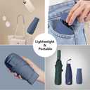ESUFEIR Mini Sun Umbrella for Purse With Case, Small Compact UV Umbrella Travel Essentials, Lightweight Portable Parasol Windproof for Women Men Kids (Haze blue)