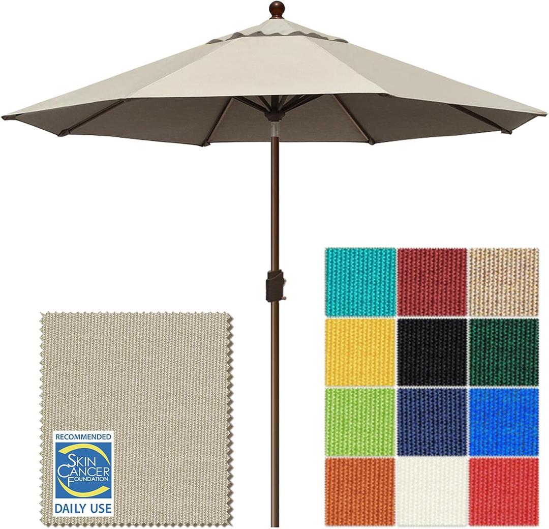 EliteShade USA 10-Year-Non-Fading 10Ft Market Patio Umbrella, UPF 50+ UV Protection Performance Sun Umbrella, Heavy Duty Commercial Grade Outdoor Table Umbrella with Crank & Tilt, Windproof Vented Top for Garden, Pool, Deck and Outdoor Playsets, Antique Beige