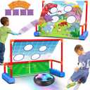 Ocditikl 2-in-1 Moving Kick Toss Games for Kids Ages 4-12, Light Up Hover Soccer Ball with Animal Bean Bag Toss, Indoor Outdoor Birthday Toys for 4 5 6 7 8 9 10 11 12 Year Old Boys Girls (Green)
