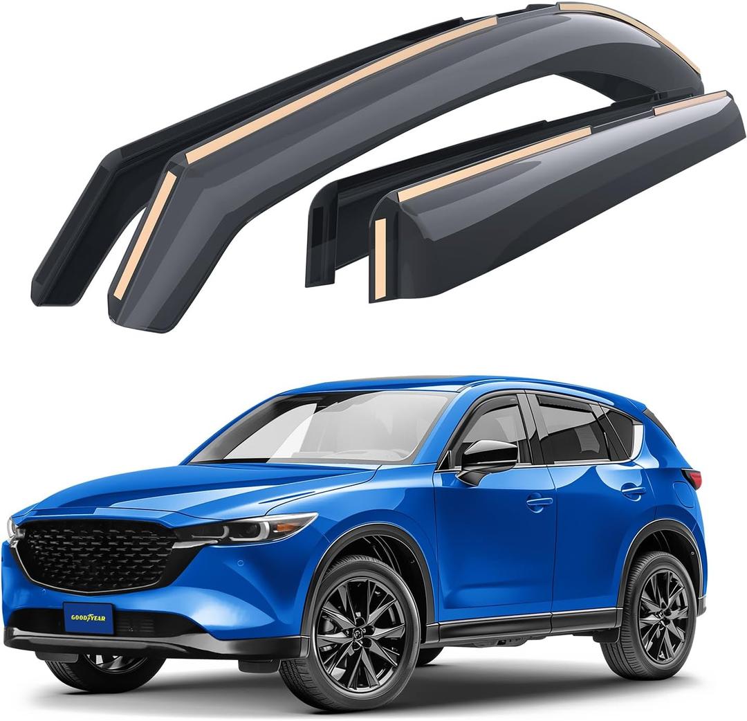 Goodyear Shatterproof in-Channel Window Deflectors for Mazda CX-5 2017-2025, Rain Guards, Window Visors for Cars, Vent Deflector, Car Accessories, 4 pcs - GY008065