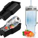 Ice Cube Tray Silicone Ice Mold for 40 oz Tumbler Hollow Cylinder Design with Lid and Bin Perfect Fit for Cup H2.0 Reusable Ice Tray (Black)