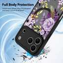 MZELQ Compatible with iPhone 17 Pro Case Flower Pattern, Black