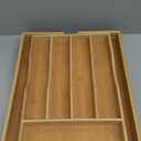 Expandable Bamboo Kitchen Drawer Organizer for Cutlery and Utensils, Adjustable Bamboo Wood Cutlery Tray in Drawer for Flatware and Silverware in Kitchen, (Natural) (7 Slots Expandable)