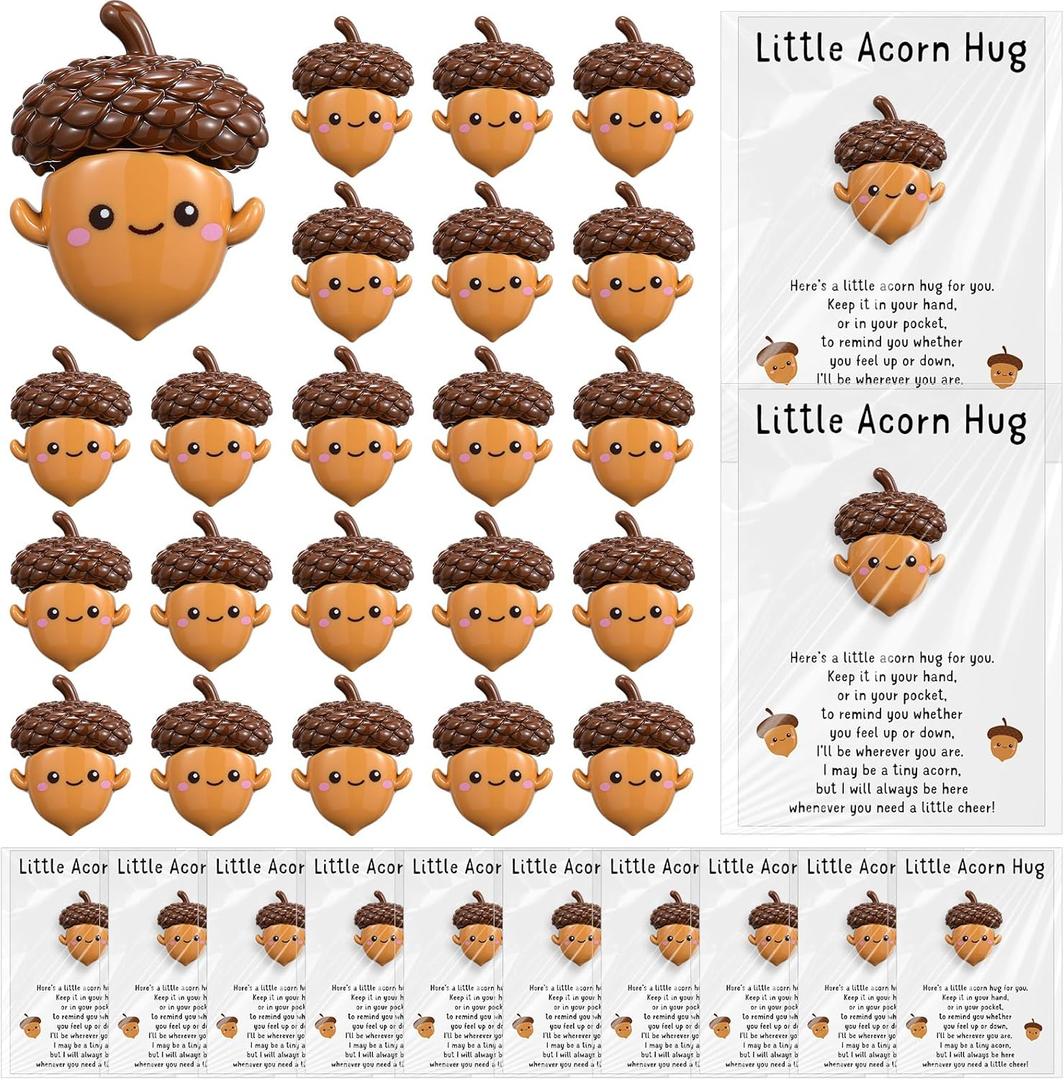 XunYee 30 Sets Christmas Pocket Hug Little Acorns Positive Cards Christmas Bulk Gifts for Coworkers Employee Staff Teacher Goodie Bag Stuffers Adult Party Favors Office Decorations