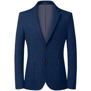 Mrbuerly Mens Herringbone Tweed Blazer Vintage Wool Blend Sport Coat Jacket 2 Button Casual Wedding Groomsmen Prom Suit Size M