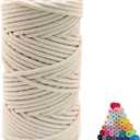 Flipped 100% Natural Macrame Cotton Cord, 6mm x 55 Yards Twine String Colored Cotton Rope Craft Cord for DIY Crafts Knitting Plant Hangers Christmas Wedding Decor (Beige, 6mm55yards)