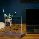 Thank You Gift  You Are the Piece That Made the Difference Acrylic Desk Sign, Rustic Wood Base Plaque for Teacher Coworker Mentor Nurse, Inspirational Farewell or Retirement Appreciation TKA113