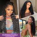 Feather Crochet Human Hair 16Inch Deep wave Human Crochet Hair for Black Women Pre-separated 50 Strands 45g Invisible Miracle Knots Crochet Human Hair Extensions #1B Natural Black