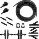 Windshield Washer Hose Kit, 5M Washer Fluid Hose+12 Pcs Hose Connectors+2 Fan Nozzles+2 Rubber Gaskets, Connect Car Water Pump and Nozzles, Suitable for Most Car Windshield Washer Tubing