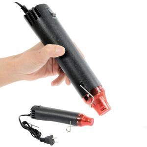 HeatGun, 110V 300W Handed Hot AirGun for Crafting, 3.28FT Ultra-Long Cable Portable HeatGun with Stand and Power Cord for Shrinking Wrapping PVC, DIY Embossing and Drying Paint (Black)