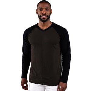 Mens T-Shirts V Neck Fashion Casual Cotton Baseball Stylish with Raglan Long Sleeves Dark Gray/Black XL