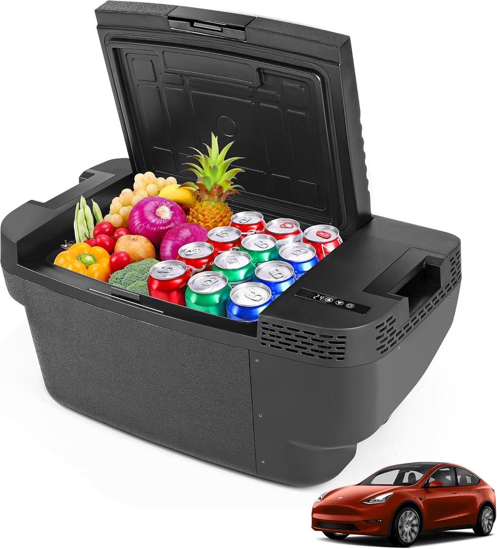 Car Refrigerator for Tesla Model Y, 37QT(35L) -4~68 Car Fridge 12V Refrigerator for Tesla Model Y, APP Control, Trunk Portable Freezer for Camping Tailgating Road Trip Home 12/24V DC&120~240V AC