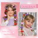 NAISKA 36Pcs Purple Bows Hair Clips Flower Hair Barretts Acrylic Hair Pins Silk Satin Hair Ribbons Ponytail Holder Accessories for Girls