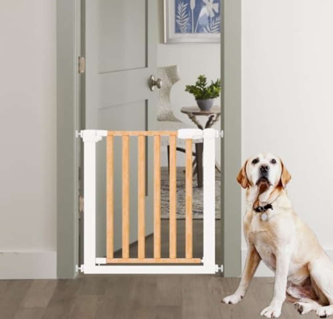 YGP Premium Extra-Wide Pet Gate for Pet & Baby | Pine Wood & Iron, Auto-Close | Drill-Free Pressure Mount, Adjustable 28.74-41" W x 30.3" H | Doorways, Kitchen Use