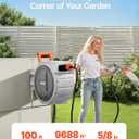 VEVOR Retractable Garden Hose Reel, 5/8 Inch x 100 ft Wall Mounted Hose Reel, Heavy Duty Garden Hose Reel with 9 Patterns Nozzle, Any Length Lock, Upgraded Slow Return System and 180Swivel Bracket