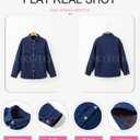 Dokotoo Denim Jacket for Women Fashion Solid Oversized Long Sleeve Button Down Shacket Jacket Coat with Pockets (Blue, M)