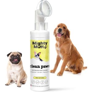 MIGHTY MUTT Waterless Dog Paw Cleaner - Made in USA, No-Rinse Foaming Cleanser with Brush, Gentle & Hypoallergenic, Natural & pH-Balanced, Fragrance-Free - 6.8 oz