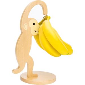 Wooden Monkey Banana Holder Stand  Decorative Banana Hanger for Kitchen Countertop  Rustic Fruit Stand to Keep Bananas Fresh & Prevent Bruising