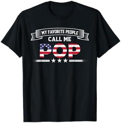 My Favorite People Call Me Pop Father's Day USA Flag Grandpa Men T-Shirt Size XL