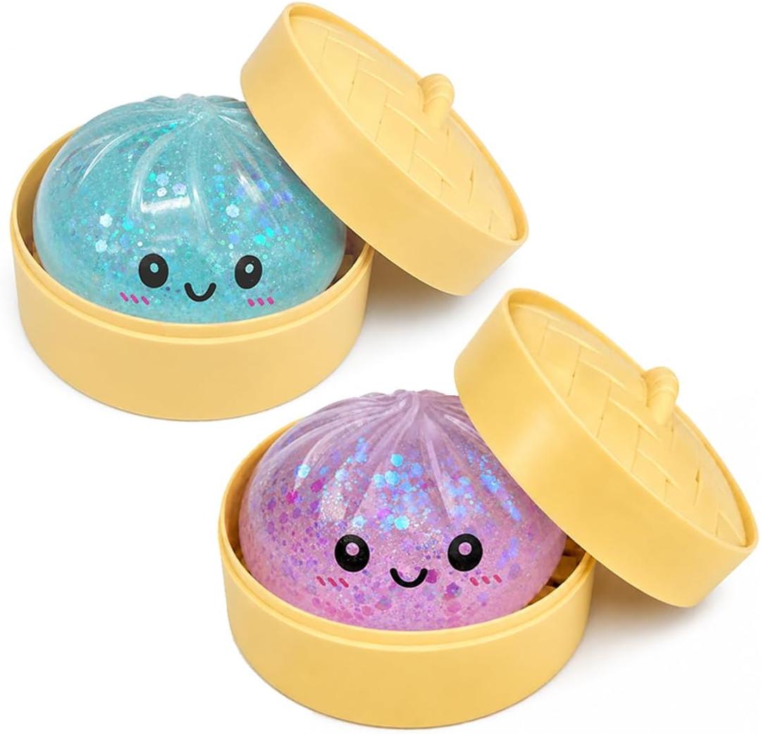 Light Purple and Blue Dumpling Squishies New Mystery Squishies Dumpling with Box Stress Relief Balls Sensory Toys Desk Squeeze Toys Gift(2PCS)