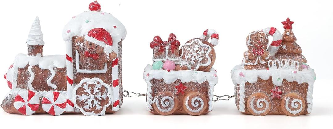 Hexagram  GINGERBREAD  Table Decorations Lighted Train, 
GINGERBREAD 
Centerpieces for Tables Pumpkin Decor with Black Cat Ghost Figurines, Indoor Outdoor Home Tabletop Decor (12"x2.8"x3.6")