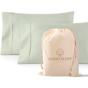 1000 TC Sage Standard Pillowcases Set of 2 100% Egyptian Cotton Pillow Cases with Long Staple Cotton & Sateen Weave, Silky Soft Hotel - Like Bed Pillow Covers for Comfy Sleeping, Snug Fit