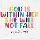 Christian Beach Towel 30x60 Inch, God is Within Her She Will Not Fall Bible Verse Oversized Bath Pool Swim Towels Blanket for Bathroom Travel Swimming Camping Picnic Sport, Christian Gifts