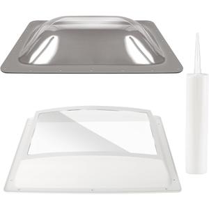 RV Skylight Replacement Bundle,18" x 26" RV Skylight Shower Outer Dome Fit 14" x 22" Openings for Camper Trailer Fifth Wheel Food Truck,Inner Dome with Window 14" x 22" + Lap Sealant+Screws,Smoke Gray