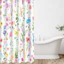 Preboun Spring Flower Shower Curtains for Bathroom Floral Plant Shower Curtain with 12 Hooks Watercolor Polyester Fabric Shower Curtain for Home Bathroom, Machine Washable, 72 x 72 Inch