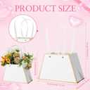 Noveread 24 Pcs Mother's Day Floral Gift Bags Bulk Portable Flower Bouquet Wrapping Paper Bag with Handle Waterproof Florist Wrap Centerpiece Box for Women Anniversary Wedding Birthday (White)