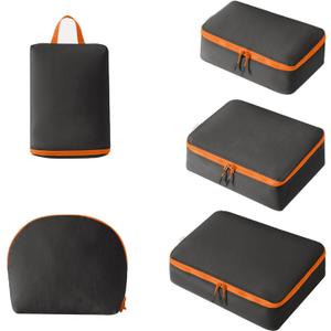 Multifunctional Travel Packing Systems Separate Storage Pouches Garment Packing Bags For Garments Footwear Cosmetics Waterpro (Black)