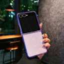 Magnetic for Samsung Galaxy Z Flip 7 Case Women Girls,[Holographic Iridescent Color Changing Effect] Fashion Slim Cute and Unique Matt Protective Phone Cover (Purple Glitter)