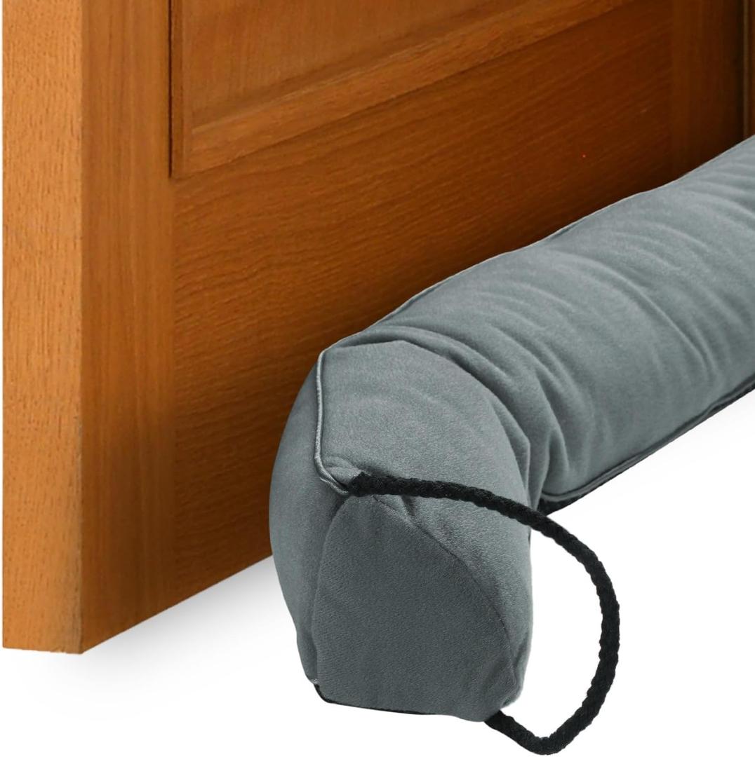 uxcell Door Sweep for Bottom of Doors, 24" x 3" Door Draft Stopper with Hanging Loops Weather Stripping Machine Washable for Windows Blocker Dust Cold Heat Noise, Gray