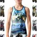 Exxact Sports Sublimated Adult & Youth Wrestling Singlet - Premium Powerlifting Singlet for Men & Boys, Unisex Singlets (Medium, Us Army)