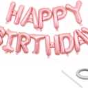 Pink Happy Birthday Balloon Banner Set -16 Inch Foil Letters Balloons, Reusable Birthday Decorations and Party Supplies, Suitable for Men and Women's Birthday DecorationsParty Backdrop